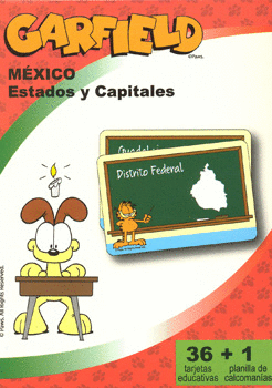 GARFIELD APRENDE ESTADO Y CAPITALES 36 TARJETAS Y 1 PLANILLA DE CALCOMANÍAS
