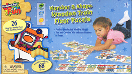 NUMBER AND SHAPE WOODEN TRAIN FLOOR PUZZLE