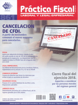 REVISTA PRACTICA FISCAL # 861 DIC 2018