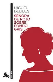 SEÑORA DE ROJO SOBRE FONDO GRIS