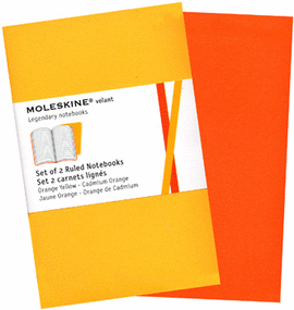 CUADERNO VOLANT BOLSILLO INTERIOR RAYAS AMARILLO Y NARANJA 2 PZAS