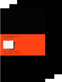 MOLESKINE CAHIERS LEGENDARY NOTEBOOKS SET OF 3 RULED JOURNALS BLK