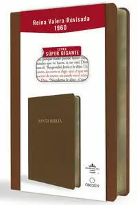 BIBLIA REINA VALERA REVISADA 1960 LETRA SÚPER GIGANTE, SÍMIL PIEL MARRÓN