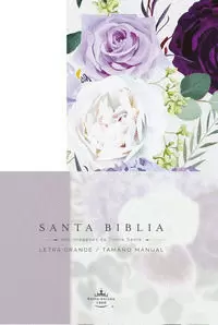 BIBLIA RVR1960 TAPA DURA Y TELA MORADA CON FLORES TAMAÑO MANUAL CON INDICE